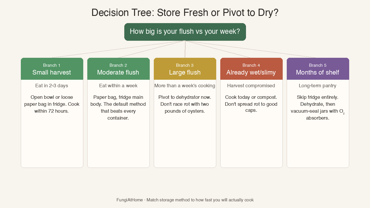 Decision tree: paper bag for a week of cooking, or pivot to the dehydrator for a big flush