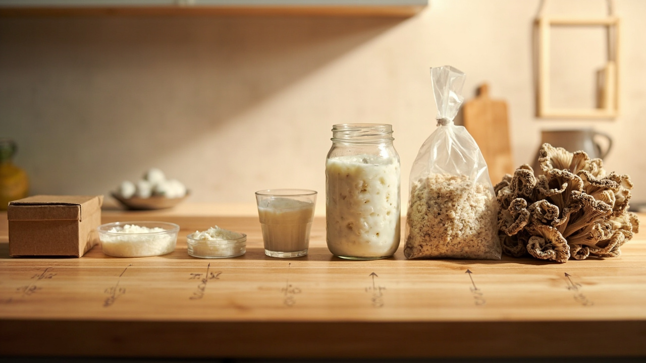 Upgrade path from grow kit through agar to LC jar to grain bag to fruiting mushrooms