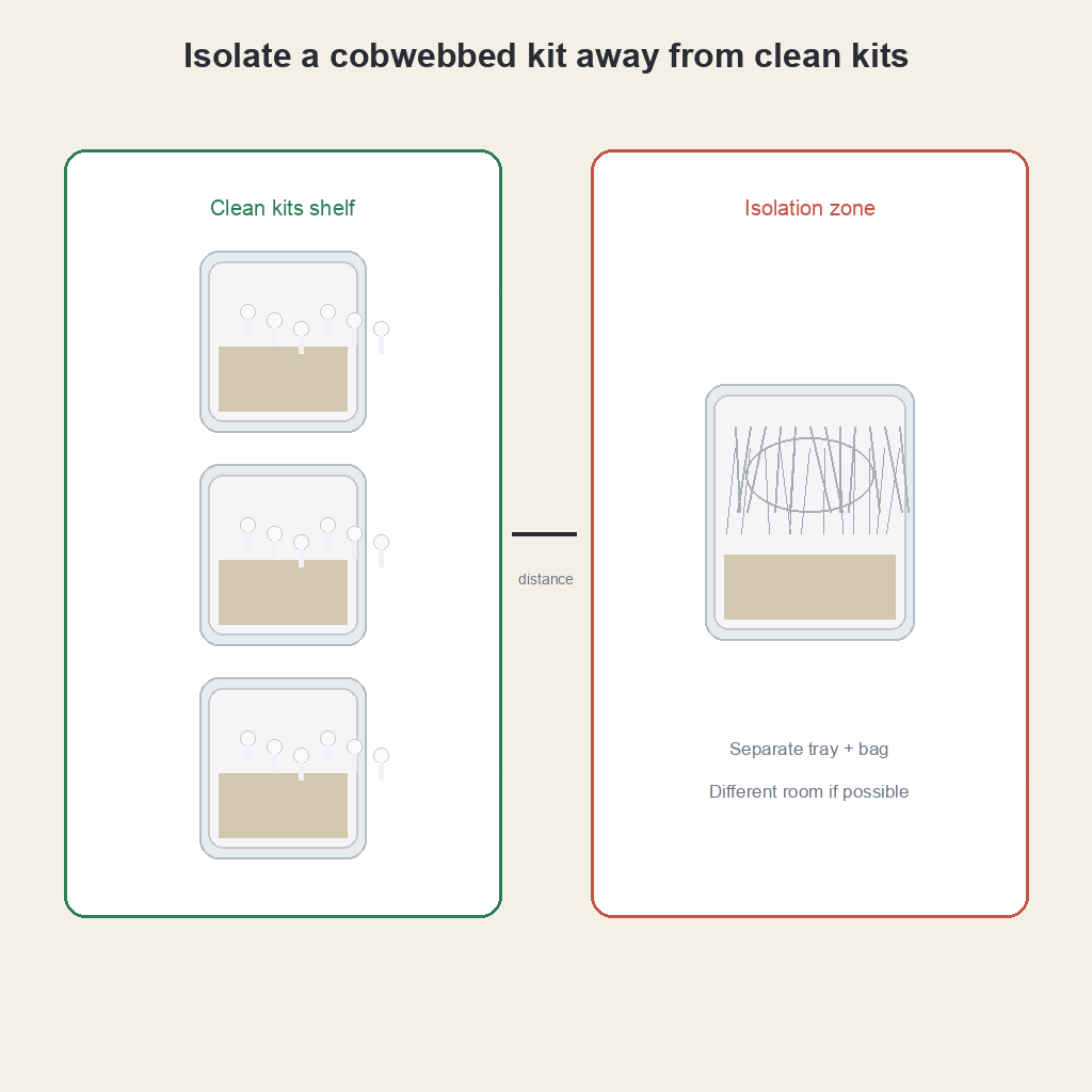 Isolate a cobwebbed kit away from clean kits