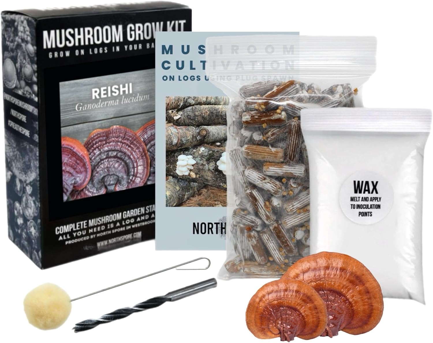 North Spore Organic Red Reishi Mushroom Log Growing Kit