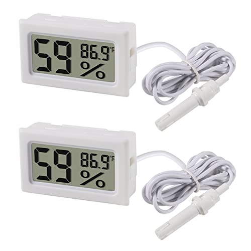 DWEII 2-Pack Mini Digital Hygrometer Thermometer Gauge with Probe LCD Display