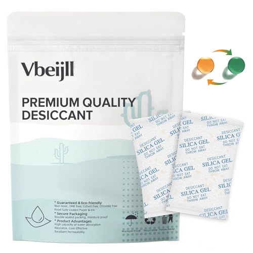 Vbeijll 5 Gram Silica Gel Packets, 50 Pack Food Grade Desiccant