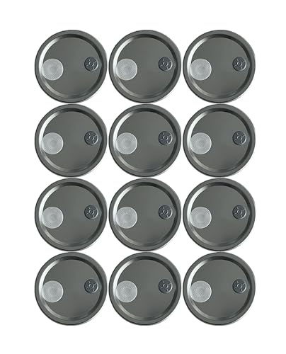 Shroomability 12 ct Mushroom Spawn Jar Lids — Wide Mouth, Injection Ports, .2 Micron Filter