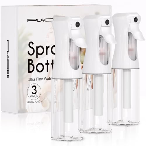 3 Pack Continuous Spray Bottle for Hair, 6.8 OZ Ultra Fine Mister Sprayer