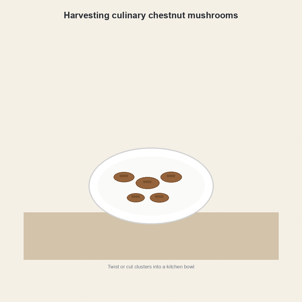 Harvesting culinary chestnut mushrooms