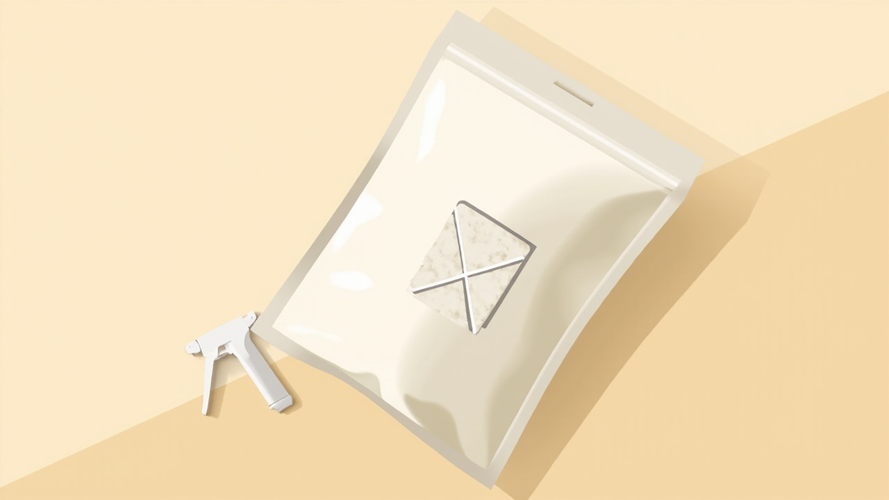 Top-down view of a king oyster kit bag with a small X cut showing the white mycelium block inside